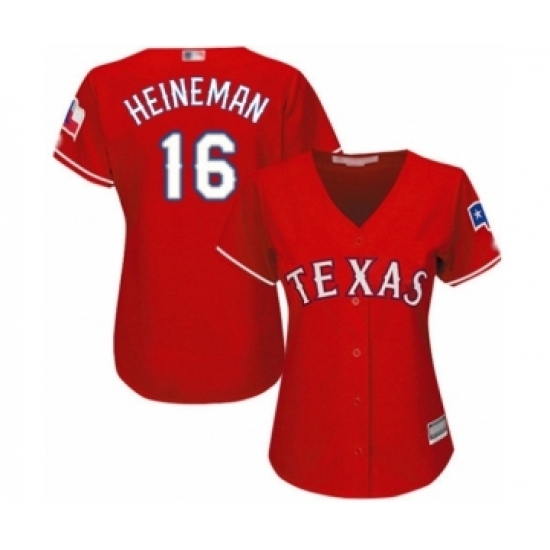Women's Texas Rangers #16 Scott Heineman Authentic Red Alternate Cool Base Baseball Player Jersey Women's Texas Rangers #16 Scott Heineman Authentic Red Alternate Cool Base Baseball Player Jersey