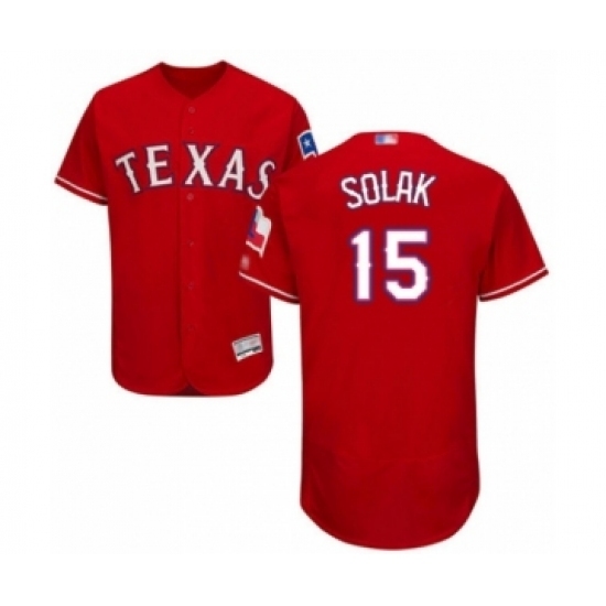 Men's Texas Rangers #15 Nick Solak Red Alternate Flex Base Authentic Collection Baseball Player Jersey Men's Texas Rangers #15 Nick Solak Red Alternate Flex Base Authentic Collection Baseball Player Jersey