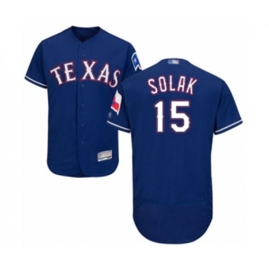 Men's Texas Rangers #15 Nick Solak Royal Blue Alternate Flex Base Authentic Collection Baseball Player Jersey Men's Texas Rangers #15 Nick Solak Royal Blue Alternate Flex Base Authentic Collection Baseball Player Jersey