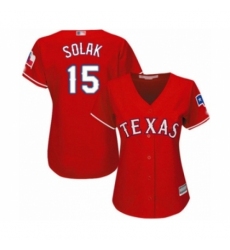 Women's Texas Rangers #15 Nick Solak Authentic Red Alternate Cool Base Baseball Player Jersey Women's Texas Rangers #15 Nick Solak Authentic Red Alternate Cool Base Baseball Player Jersey