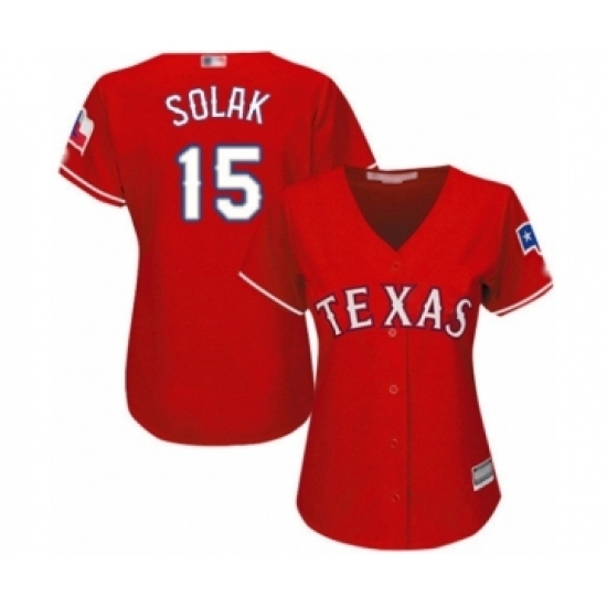 Women's Texas Rangers #15 Nick Solak Authentic Red Alternate Cool Base Baseball Player Jersey Women's Texas Rangers #15 Nick Solak Authentic Red Alternate Cool Base Baseball Player Jersey