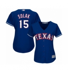 Women's Texas Rangers #15 Nick Solak Authentic Royal Blue Alternate 2 Cool Base Baseball Player Jersey Women's Texas Rangers #15 Nick Solak Authentic Royal Blue Alternate 2 Cool Base Baseball Player Jersey