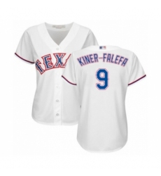 Women's Texas Rangers #9 Isiah Kiner-Falefa Authentic White Home Cool Base Baseball Player Jersey Women's Texas Rangers #9 Isiah Kiner-Falefa Authentic White Home Cool Base Baseball Player Jersey