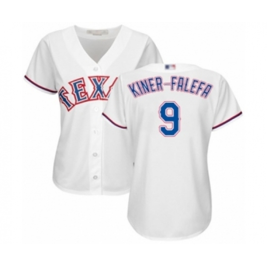 Women's Texas Rangers #9 Isiah Kiner-Falefa Authentic White Home Cool Base Baseball Player Jersey Women's Texas Rangers #9 Isiah Kiner-Falefa Authentic White Home Cool Base Baseball Player Jersey