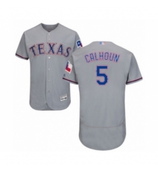 Men's Texas Rangers #5 Willie Calhoun Grey Road Flex Base Authentic Collection Baseball Player Jersey