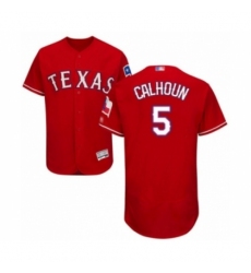 Men's Texas Rangers #5 Willie Calhoun Red Alternate Flex Base Authentic Collection Baseball Player Jersey