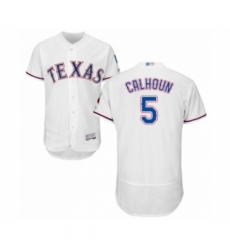 Men's Texas Rangers #5 Willie Calhoun White Home Flex Base Authentic Collection Baseball Player Jersey