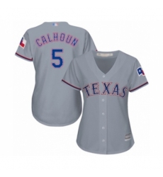 Women's Texas Rangers #5 Willie Calhoun Authentic Grey Road Cool Base Baseball Player Jersey