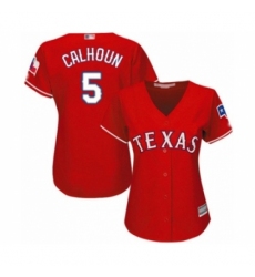 Women's Texas Rangers #5 Willie Calhoun Authentic Red Alternate Cool Base Baseball Player Jersey
