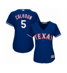 Women's Texas Rangers #5 Willie Calhoun Authentic Royal Blue Alternate 2 Cool Base Baseball Player Jersey