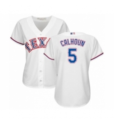 Women's Texas Rangers #5 Willie Calhoun Authentic White Home Cool Base Baseball Player Jersey