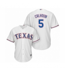 Youth Texas Rangers #5 Willie Calhoun Authentic White Home Cool Base Baseball Player Jersey