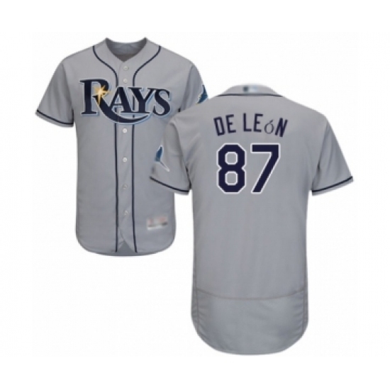 Men's Tampa Bay Rays #87 Jose De Leon Grey Road Flex Base Authentic Collection Baseball Player Jersey Men's Tampa Bay Rays #87 Jose De Leon Grey Road Flex Base Authentic Collection Baseball Player Jersey