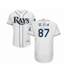 Men's Tampa Bay Rays #87 Jose De Leon Home White Home Flex Base Authentic Collection Baseball Player Jersey Men's Tampa Bay Rays #87 Jose De Leon Home White Home Flex Base Authentic Collection Baseball Player Jersey