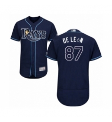 Men's Tampa Bay Rays #87 Jose De Leon Navy Blue Alternate Flex Base Authentic Collection Baseball Player Jersey