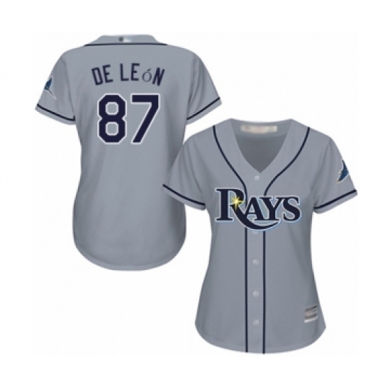 Women's Tampa Bay Rays #87 Jose De Leon Authentic Grey Road Cool Base Baseball Player Jersey Women's Tampa Bay Rays #87 Jose De Leon Authentic Grey Road Cool Base Baseball Player Jersey