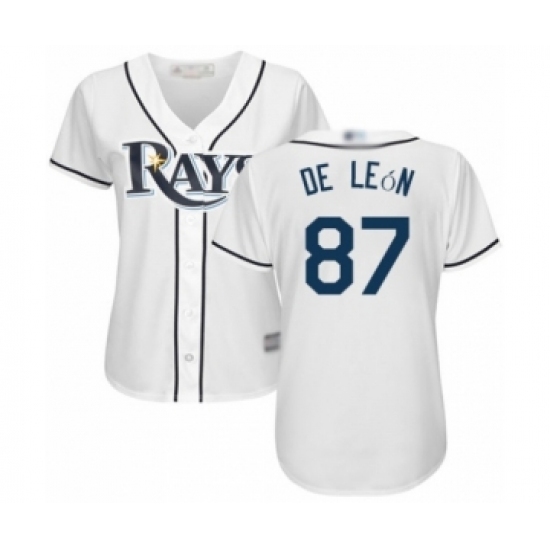 Women's Tampa Bay Rays #87 Jose De Leon Authentic White Home Cool Base Baseball Player Jersey Women's Tampa Bay Rays #87 Jose De Leon Authentic White Home Cool Base Baseball Player Jersey