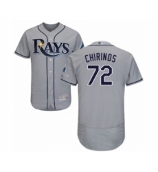 Men's Tampa Bay Rays #72 Yonny Chirinos Grey Road Flex Base Authentic Collection Baseball Player Jersey