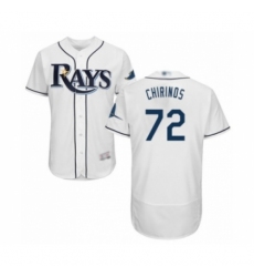 Men's Tampa Bay Rays #72 Yonny Chirinos Home White Home Flex Base Authentic Collection Baseball Player Jersey