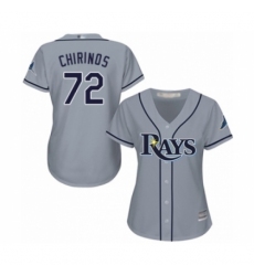 Women's Tampa Bay Rays #72 Yonny Chirinos Authentic Grey Road Cool Base Baseball Player Jersey