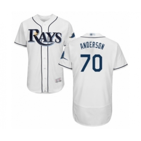 Men's Tampa Bay Rays #70 Nick Anderson Home White Home Flex Base Authentic Collection Baseball Player Jersey Men's Tampa Bay Rays #70 Nick Anderson Home White Home Flex Base Authentic Collection Baseball Player Jersey