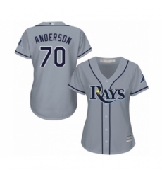 Women's Tampa Bay Rays #70 Nick Anderson Authentic Grey Road Cool Base Baseball Player Jersey Women's Tampa Bay Rays #70 Nick Anderson Authentic Grey Road Cool Base Baseball Player Jersey