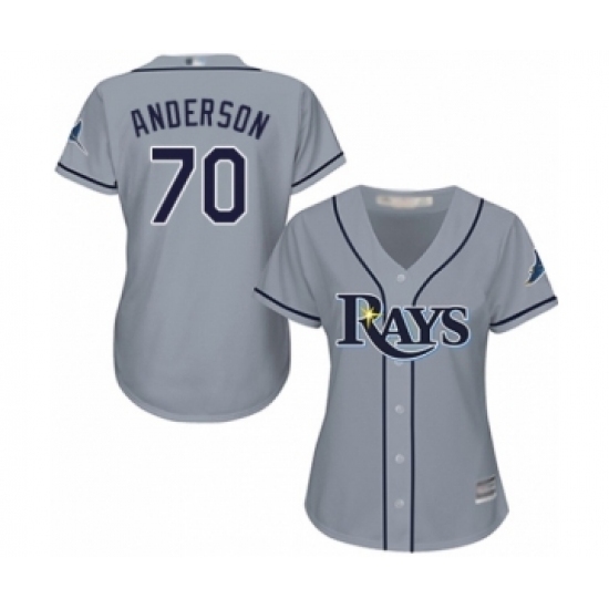 Women's Tampa Bay Rays #70 Nick Anderson Authentic Grey Road Cool Base Baseball Player Jersey Women's Tampa Bay Rays #70 Nick Anderson Authentic Grey Road Cool Base Baseball Player Jersey