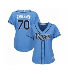 Women's Tampa Bay Rays #70 Nick Anderson Authentic Light Blue Alternate 2 Cool Base Baseball Player Jersey Women's Tampa Bay Rays #70 Nick Anderson Authentic Light Blue Alternate 2 Cool Base Baseball Player Jersey