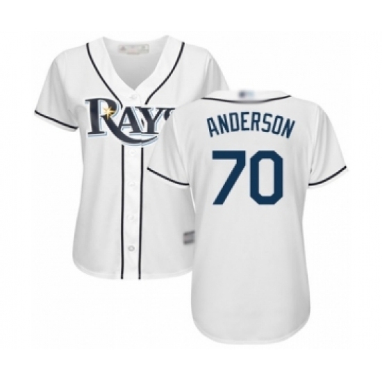 Women's Tampa Bay Rays #70 Nick Anderson Authentic White Home Cool Base Baseball Player Jersey Women's Tampa Bay Rays #70 Nick Anderson Authentic White Home Cool Base Baseball Player Jersey