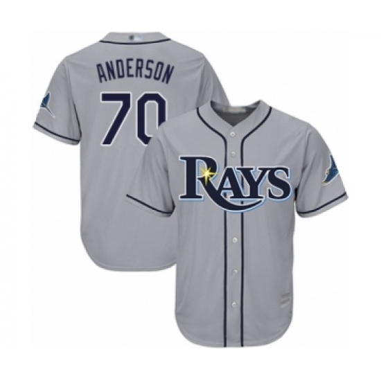 Youth Tampa Bay Rays #70 Nick Anderson Authentic Grey Road Cool Base Baseball Player Jersey Youth Tampa Bay Rays #70 Nick Anderson Authentic Grey Road Cool Base Baseball Player Jersey
