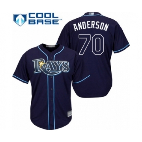 Youth Tampa Bay Rays #70 Nick Anderson Authentic Navy Blue Alternate Cool Base Baseball Player Jersey Youth Tampa Bay Rays #70 Nick Anderson Authentic Navy Blue Alternate Cool Base Baseball Player Jersey