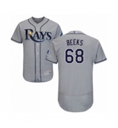 Men's Tampa Bay Rays #68 Jalen Beeks Grey Road Flex Base Authentic Collection Baseball Player Jersey