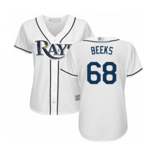 Women's Tampa Bay Rays #68 Jalen Beeks Authentic White Home Cool Base Baseball Player Jersey Women's Tampa Bay Rays #68 Jalen Beeks Authentic White Home Cool Base Baseball Player Jersey