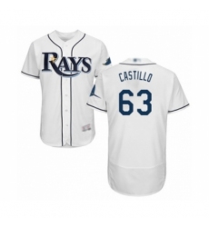 Men's Tampa Bay Rays #63 Diego Castillo Home White Home Flex Base Authentic Collection Baseball Player Jersey