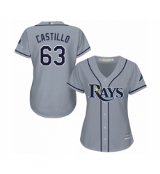 Women's Tampa Bay Rays #63 Diego Castillo Authentic Grey Road Cool Base Baseball Player Jersey