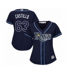 Women's Tampa Bay Rays #63 Diego Castillo Authentic Navy Blue Alternate Cool Base Baseball Player Jersey