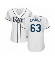 Women's Tampa Bay Rays #63 Diego Castillo Authentic White Home Cool Base Baseball Player Jersey