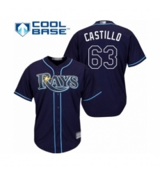 Youth Tampa Bay Rays #63 Diego Castillo Authentic Navy Blue Alternate Cool Base Baseball Player Jersey