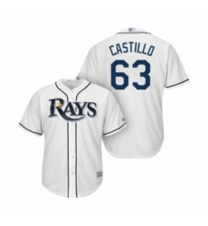 Youth Tampa Bay Rays #63 Diego Castillo Authentic White Home Cool Base Baseball Player Jersey