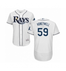 Men's Tampa Bay Rays #59 Brent Honeywell Home White Home Flex Base Authentic Collection Baseball Player Jersey