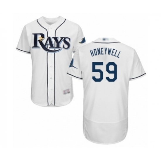 Men's Tampa Bay Rays #59 Brent Honeywell Home White Home Flex Base Authentic Collection Baseball Player Jersey Men's Tampa Bay Rays #59 Brent Honeywell Home White Home Flex Base Authentic Collection Baseball Player Jersey