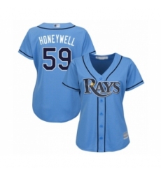 Women's Tampa Bay Rays #59 Brent Honeywell Authentic Light Blue Alternate 2 Cool Base Baseball Player Jersey Women's Tampa Bay Rays #59 Brent Honeywell Authentic Light Blue Alternate 2 Cool Base Baseball Player Jersey
