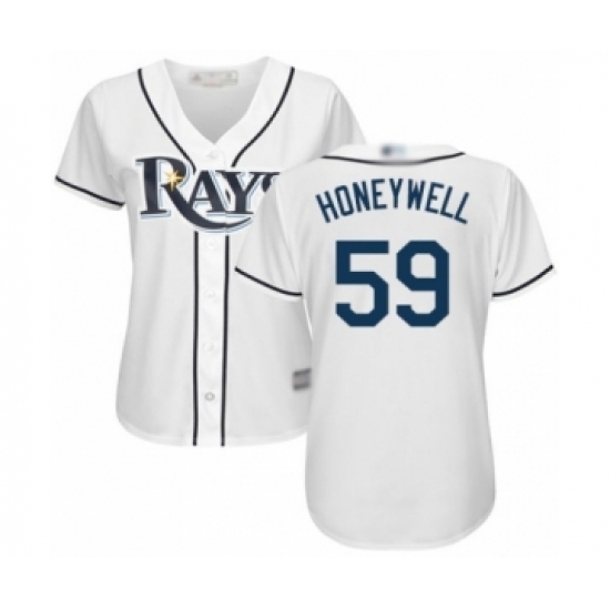 Women's Tampa Bay Rays #59 Brent Honeywell Authentic White Home Cool Base Baseball Player Jersey Women's Tampa Bay Rays #59 Brent Honeywell Authentic White Home Cool Base Baseball Player Jersey