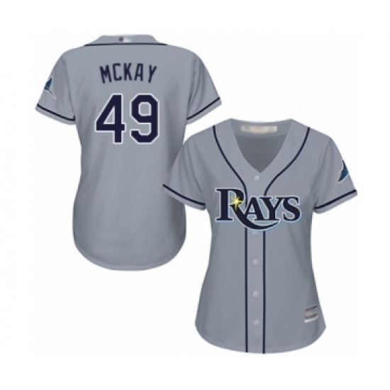 Women's Tampa Bay Rays #49 Brendan McKay Authentic Grey Road Cool Base Baseball Player Jersey Women's Tampa Bay Rays #49 Brendan McKay Authentic Grey Road Cool Base Baseball Player Jersey