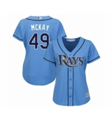 Women's Tampa Bay Rays #49 Brendan McKay Authentic Light Blue Alternate 2 Cool Base Baseball Player Jersey Women's Tampa Bay Rays #49 Brendan McKay Authentic Light Blue Alternate 2 Cool Base Baseball Player Jersey