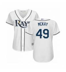 Women's Tampa Bay Rays #49 Brendan McKay Authentic White Home Cool Base Baseball Player Jersey Women's Tampa Bay Rays #49 Brendan McKay Authentic White Home Cool Base Baseball Player Jersey