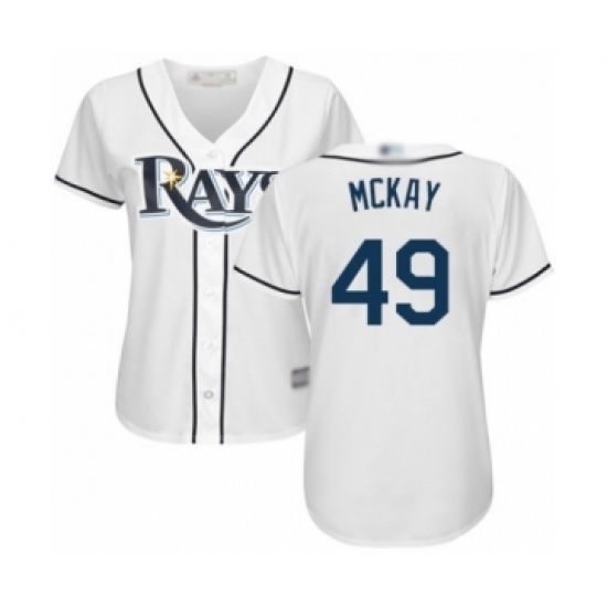 Women's Tampa Bay Rays #49 Brendan McKay Authentic White Home Cool Base Baseball Player Jersey Women's Tampa Bay Rays #49 Brendan McKay Authentic White Home Cool Base Baseball Player Jersey