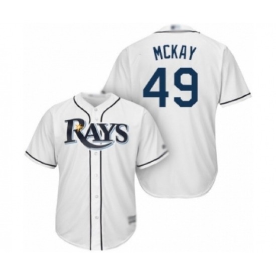 Youth Tampa Bay Rays #49 Brendan McKay Authentic White Home Cool Base Baseball Player Jersey Youth Tampa Bay Rays #49 Brendan McKay Authentic White Home Cool Base Baseball Player Jersey
