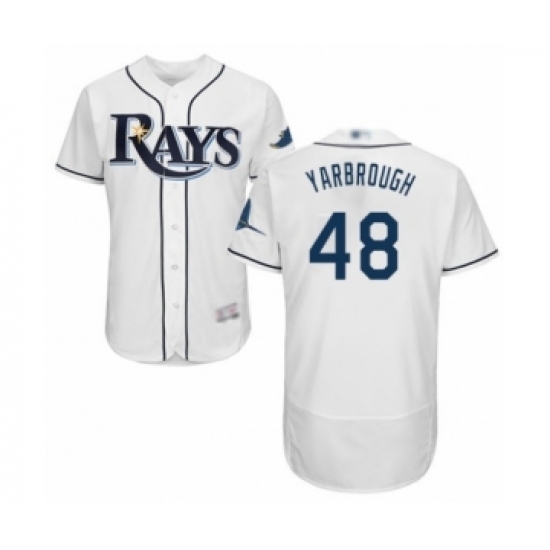 Men's Tampa Bay Rays #48 Ryan Yarbrough Home White Home Flex Base Authentic Collection Baseball Player Jersey Men's Tampa Bay Rays #48 Ryan Yarbrough Home White Home Flex Base Authentic Collection Baseball Player Jersey