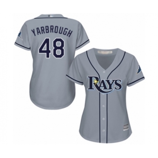 Women's Tampa Bay Rays #48 Ryan Yarbrough Authentic Grey Road Cool Base Baseball Player Jersey Women's Tampa Bay Rays #48 Ryan Yarbrough Authentic Grey Road Cool Base Baseball Player Jersey